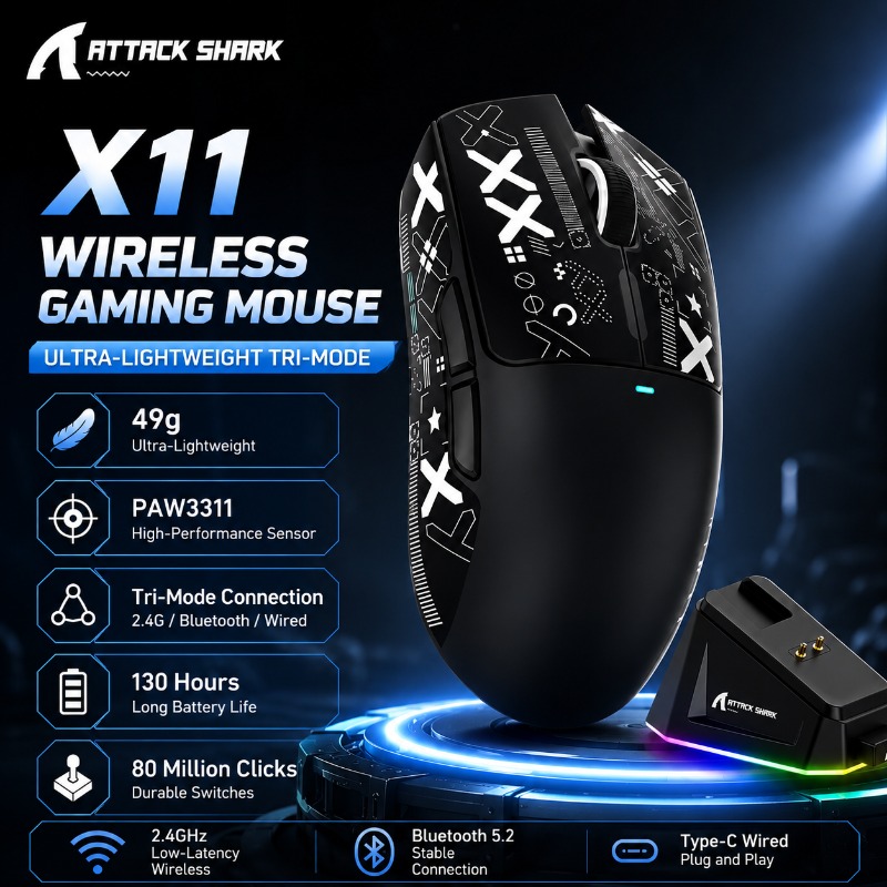 ATTACK SHARK X11 Wireless Gami - огляд і ціна Pc Gaming X3D