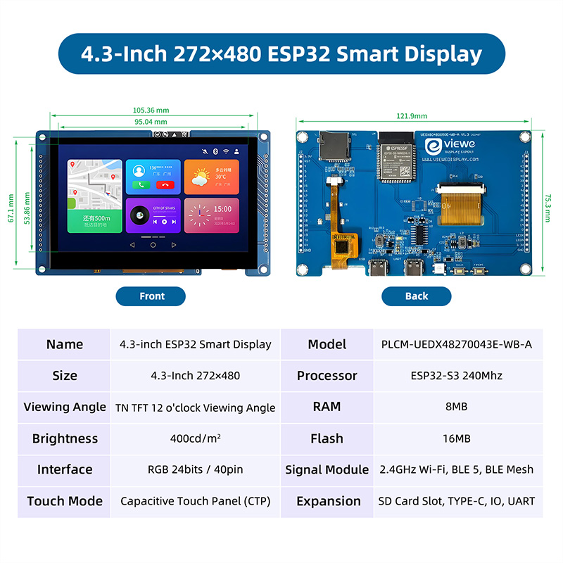 ESP32 S3 4.3 Inch 480*272 Capa - огляд і ціна Dual Monitor Arm
